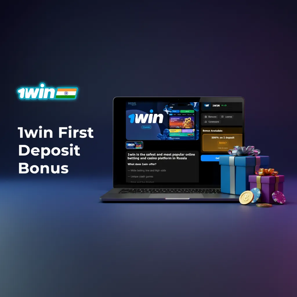 1win first deposit bonus: 500% up to ₹75,000. Min ₹300. Casino & sports. Activate on the Deposit screen.
