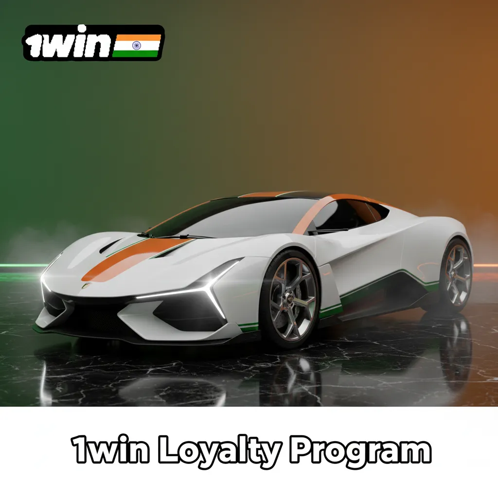 1win Loyalty Program graphic showing tier progression, points from slots/tables/sports, cashback and VIP rewards tracking.