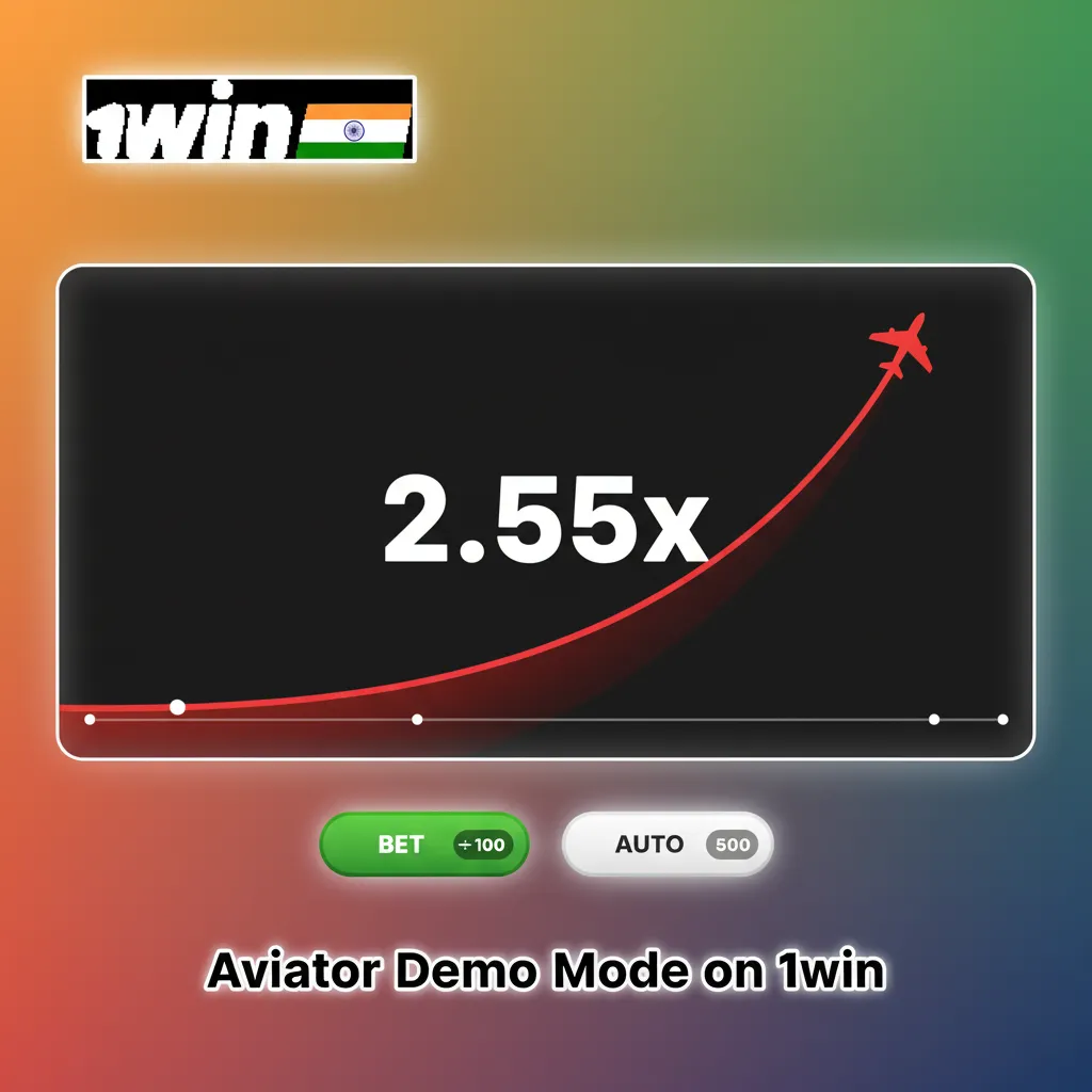 1win Aviator demo screen with rising multiplier and controls for auto cashout, two-bet play, using virtual money