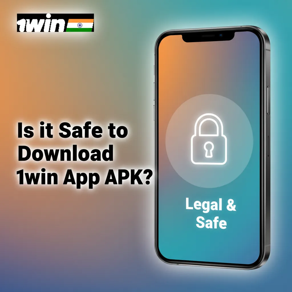Phone showing 1win APK with shield icon; licensed, SSL-encrypted, independently audited for secure betting and casino.