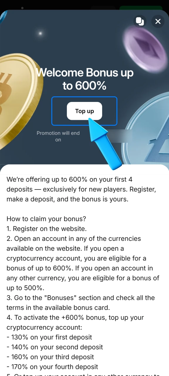 Activate the selected bonus if activation is required.