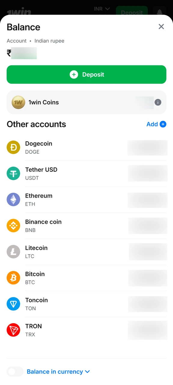Transfer bonus winnings to the main account balance.