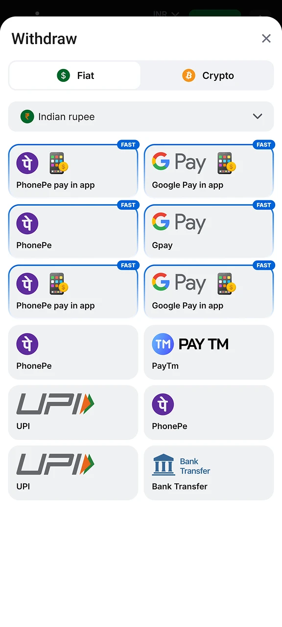 Choose your preferred withdrawal method on 1win.