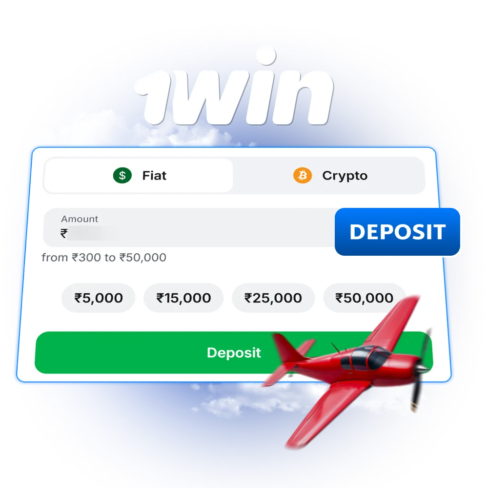 How to deposit in 1win Aviator in India online casino.