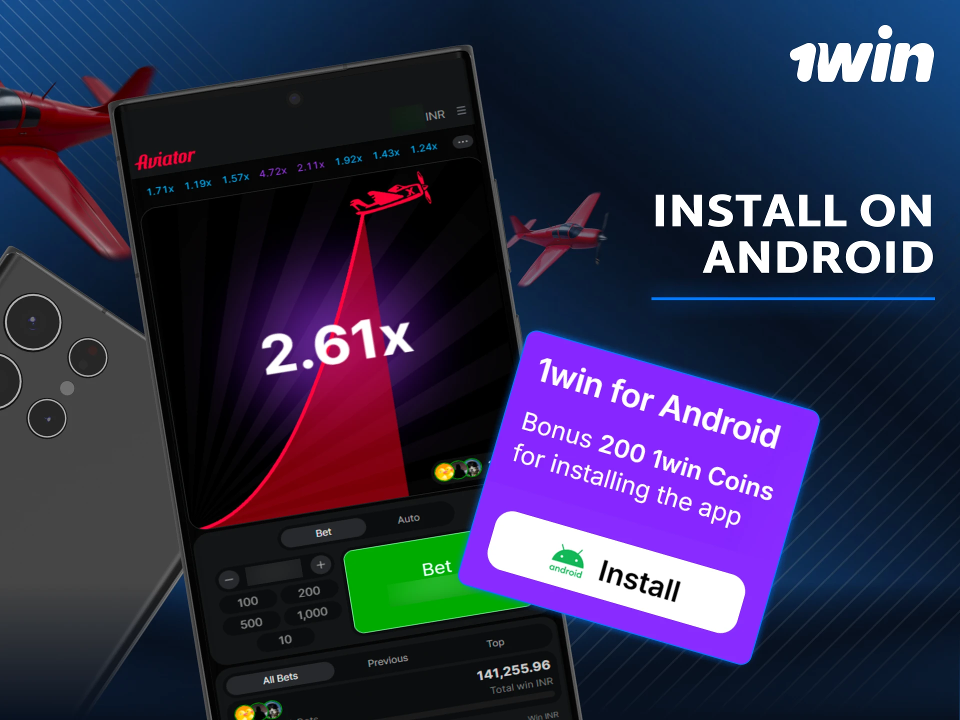Step by step guide to download and install 1win Aviator game on Android.