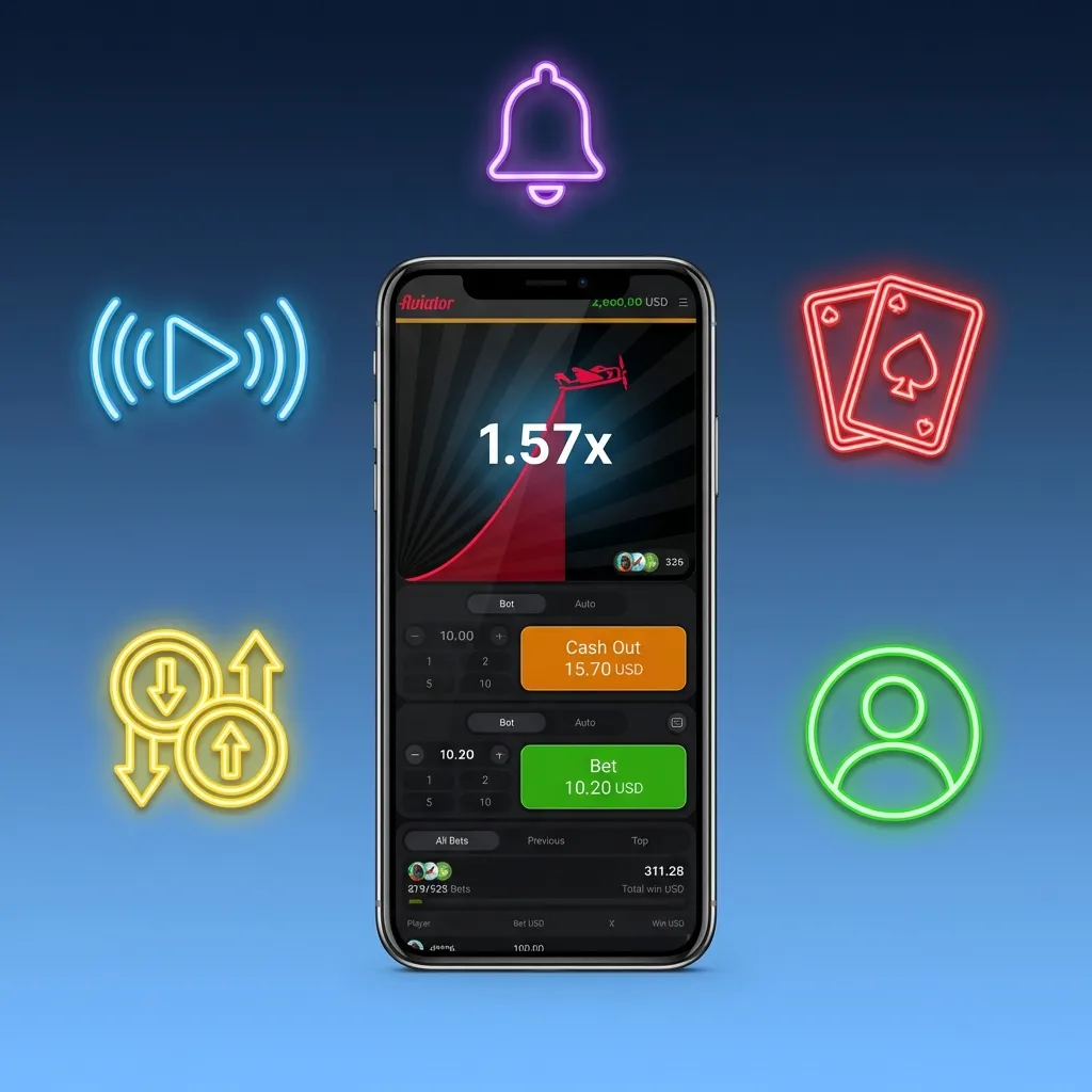 Aviator game interface showing signal notifications and community chat features for strategic gameplay guidance