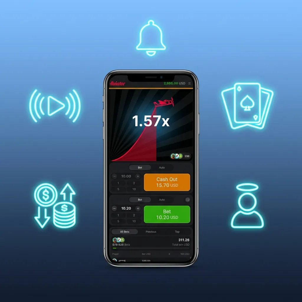 Aviator game signals displayed on mobile device showing advantages like time-saving tips and community support
