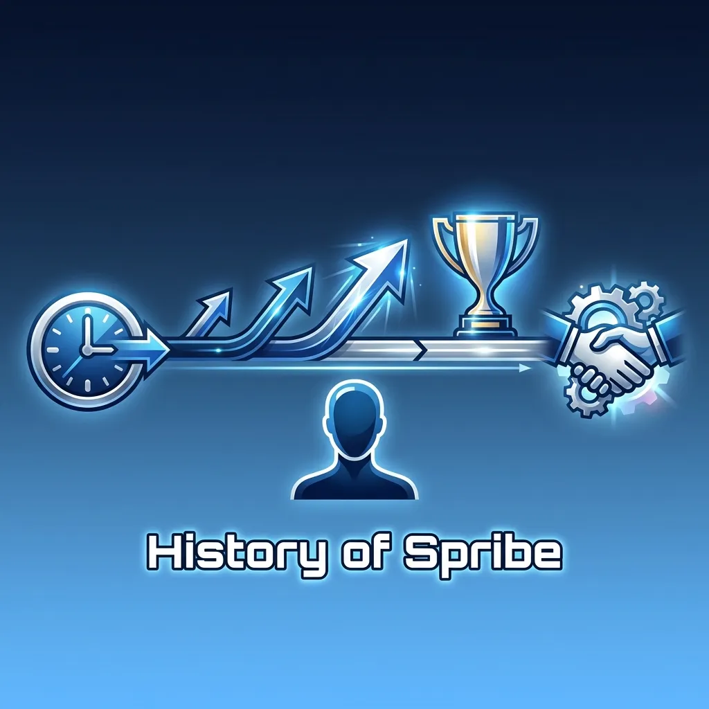Spribe logo and timeline showing company's growth from 2018 founding to becoming a leading crash game provider